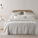 Bianca Ameila Stone Jacquard Quilted Foliage Bedspread Set Double