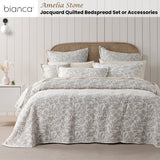 Bianca Ameila Stone Jacquard Quilted Foliage Bedspread Set Super King - Front View