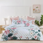 Bianca Coleraine White Floral Printed Bedspread Set Double