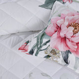 Bianca Coleraine White Floral Printed Bedspread Set King - Top-Down View