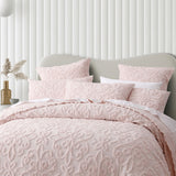 Bianca Ella Blush Cotton Chenille Floral Bedspread Set Double - Side View