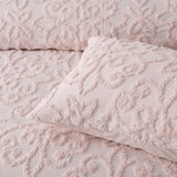 Bianca Ella Blush Cotton Chenille Floral Bedspread Set Double - 45-Degree Angle