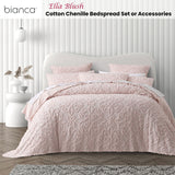Bianca Ella Blush Cotton Chenille Floral Bedspread Set Queen - Front View