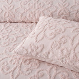 Bianca Ella Blush Cotton Chenille Floral Bedspread Set Queen - 45-Degree Angle