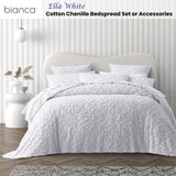 Bianca Ella White Cotton Chenille Floral Bedspread Set Single - Front View