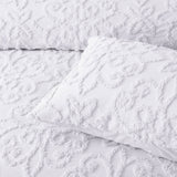 Bianca Ella White Cotton Chenille Floral Bedspread Set Single - 45-Degree Angle
