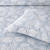 Bianca Laurieton Blue Jacquard Botanical Bedspread Set King - Top-Down View