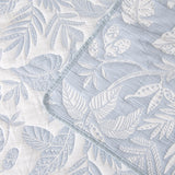 Bianca Laurieton Blue Jacquard Botanical Bedspread Set King - 45-Degree Angle