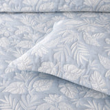 Bianca Laurieton Blue Jacquard Botanical Bedspread Set King Single - Top-Down View
