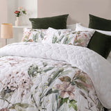 Bianca Lorna White Floral Printed Quilted Bedspread Set Queen - Side View
