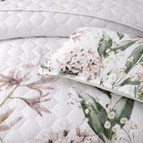 Bianca Lorna White Floral Printed Quilted Bedspread Set Queen - Top-Down View