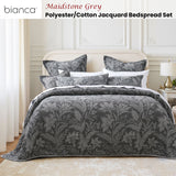 Bianca Maidstone Grey Floral Jacquard Bedspread Set King - Front View