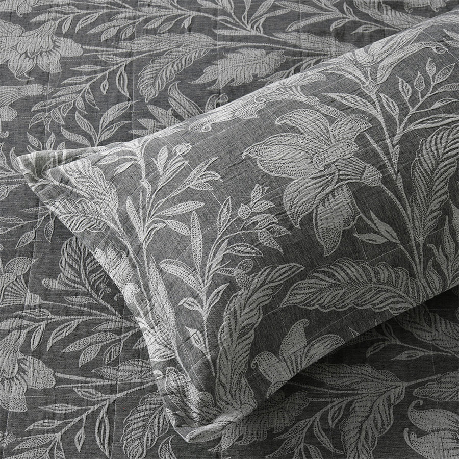 Bianca Maidstone Grey Floral Jacquard Bedspread Set Super King