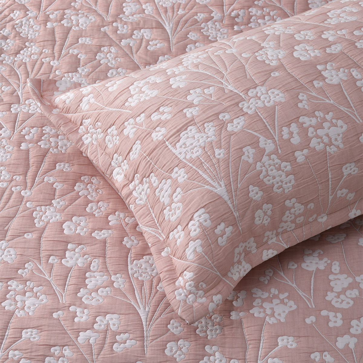 Bianca Myra Blush Floral Jacquard Bedspread Set King Single