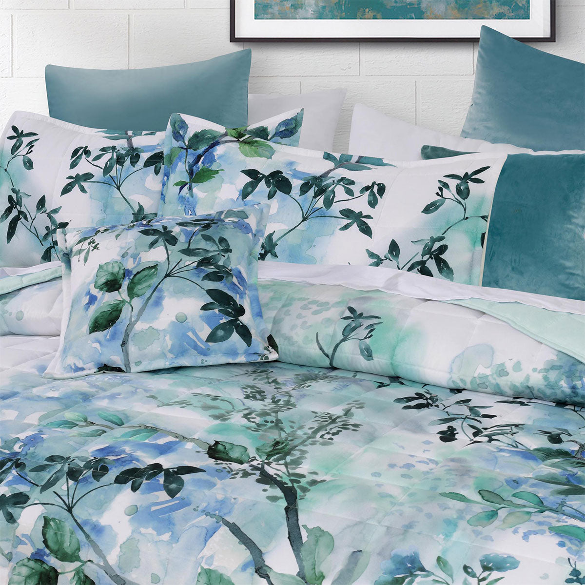 Bianca Woodbury White Botanical Printed Bedspread Set King