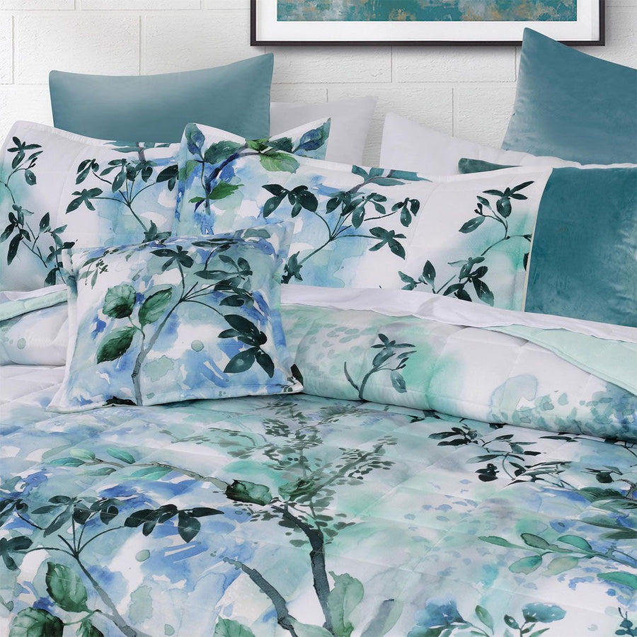 Bianca Woodbury White Botanical Printed Bedspread Set Super King