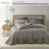 Bianca Zaria Taupe Embroidered Bedspread Set Queen - Front View