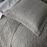 Bianca Zaria Taupe Embroidered Bedspread Set Queen - 45-Degree Angle