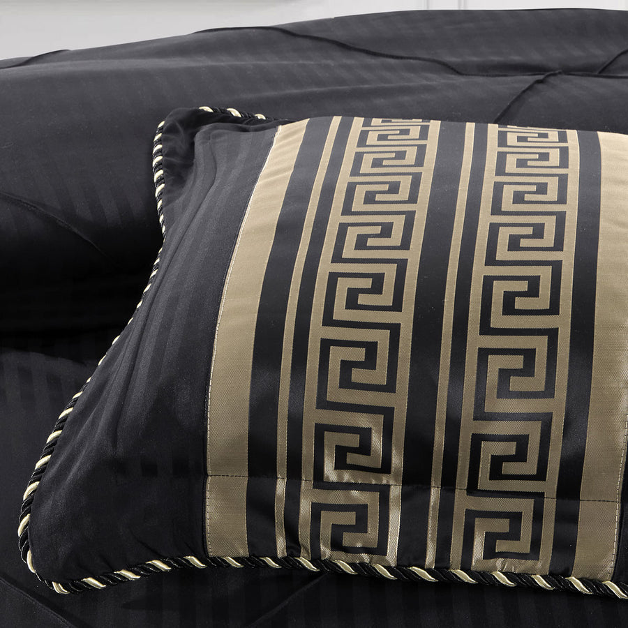 Bianca Raffaello Black 6 Pcs Jacquard Comforter Set Queen/King