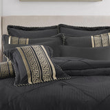 Bianca Raffaello Black 6 Pcs Jacquard Comforter Set Super King - Front View