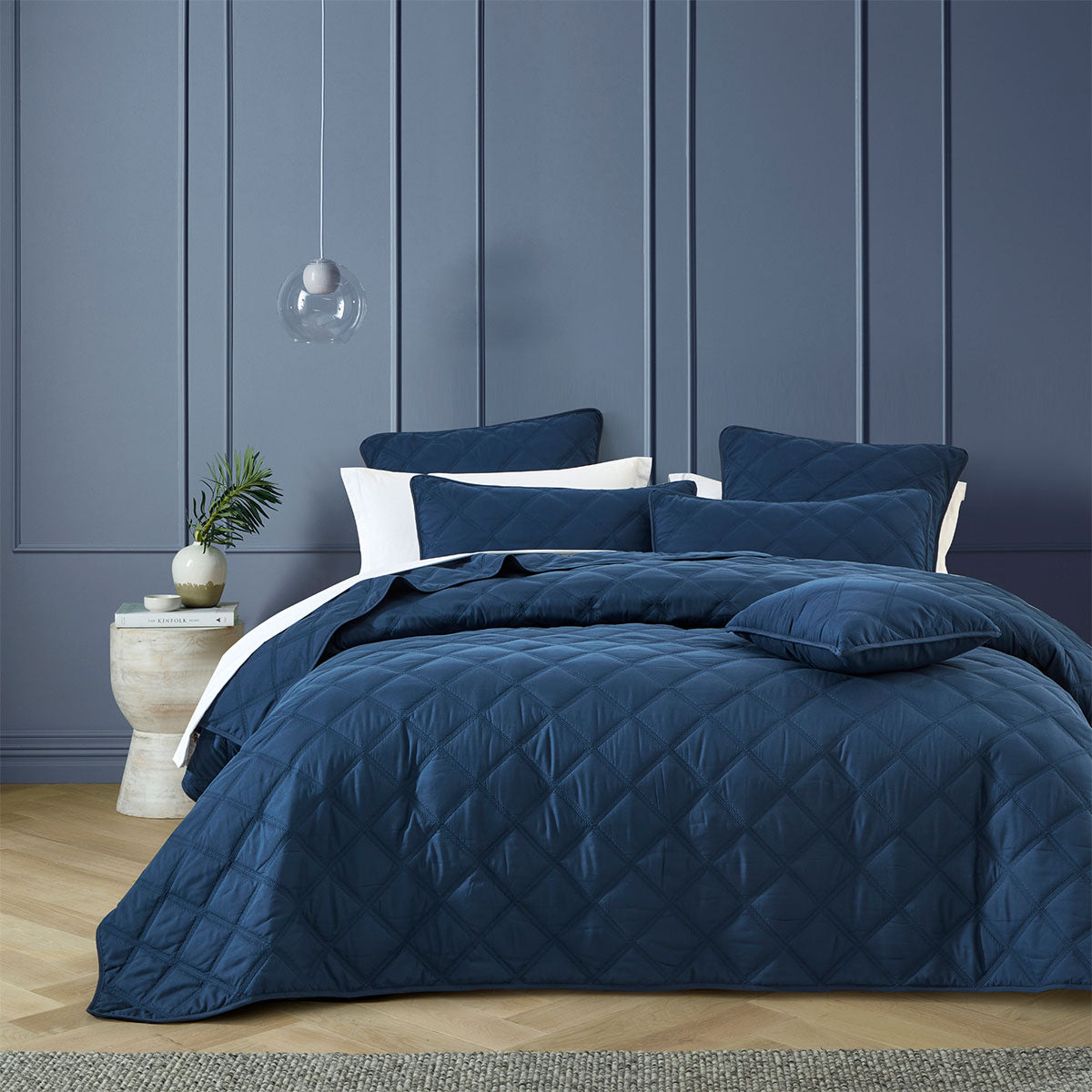 Bianca Barclay Quilted Navy Coverlet Set for Queen/King Size