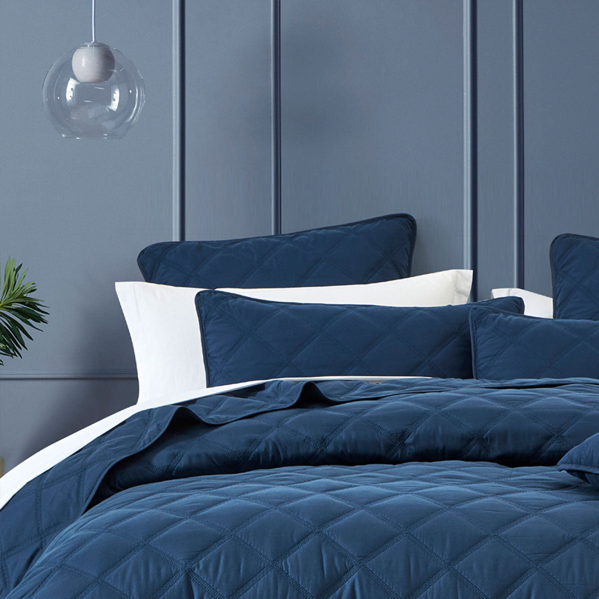 Bianca Barclay Quilted Navy Coverlet Set for Queen/King Size
