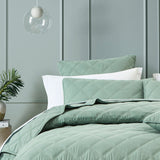 Barclay Olive Luxury Coverlet Set for Queen/King Beds - Side View