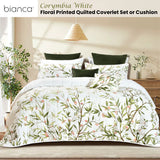 Bianca Corymbia White Floral Printed Quilted Polyester Coverlet Set Super King - Front View