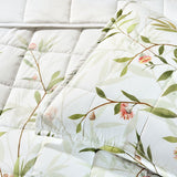 Bianca Corymbia White Floral Printed Quilted Polyester Coverlet Set Super King - Top-Down View