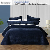 Bianca Cyrano Indigo Soft Velvet Polyester Quilted Coverlet Set Single/Double - Front View