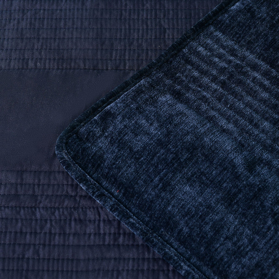 Bianca Cyrano Indigo Soft Velvet Polyester Quilted Coverlet Set Queen/King