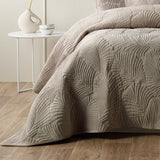 Kairo Taupe Luxury Velvet Coverlet Set - Super King Size - Top-Down View