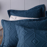 Bianca Kazimir Navy Polyester Coverlet Set Super King - Top-Down View