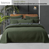 Bianca Lester Olive Velvet Diamond Polyester Coverlet Set Single/Double - Front View