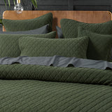 Bianca Lester Olive Velvet Diamond Polyester Coverlet Set Single/Double - Side View