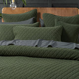 Bianca Lester Olive Velvet Diamond Polyester Coverlet Set Super King - Side View