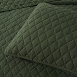 Bianca Lester Olive Velvet Diamond Polyester Coverlet Set Super King - 45-Degree Angle