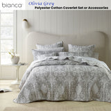 Bianca Olivia Grey Polyester Cotton Jacquard Coverlet Set Queen/King - Front View