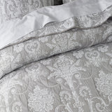 Bianca Olivia Grey Polyester Cotton Jacquard Coverlet Set Queen/King - Side View