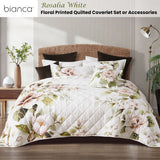 Bianca Rosalia White Floral Printed Quilted Polyester Coverlet Set Single/Double - Front View