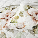 Bianca Rosalia White Floral Printed Quilted Polyester Coverlet Set Single/Double - Top-Down View