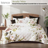Bianca Rosalia White Floral Printed Quilted Polyester Coverlet Set Super King - Front View