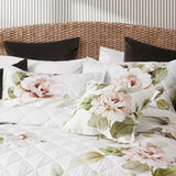 Bianca Rosalia White Floral Printed Quilted Polyester Coverlet Set Super King - Side View