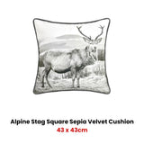 Bianca Alpine Stag Taupe Jacquard Square Velvet Filled Cushion - Front View