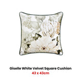 Bianca Giselle Square White Velvet Cushion - Front View
