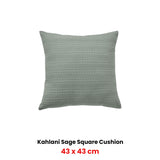 Bianca Kahlani Sage Waffle Square Filled Cushion 43 x 43cm - Front View