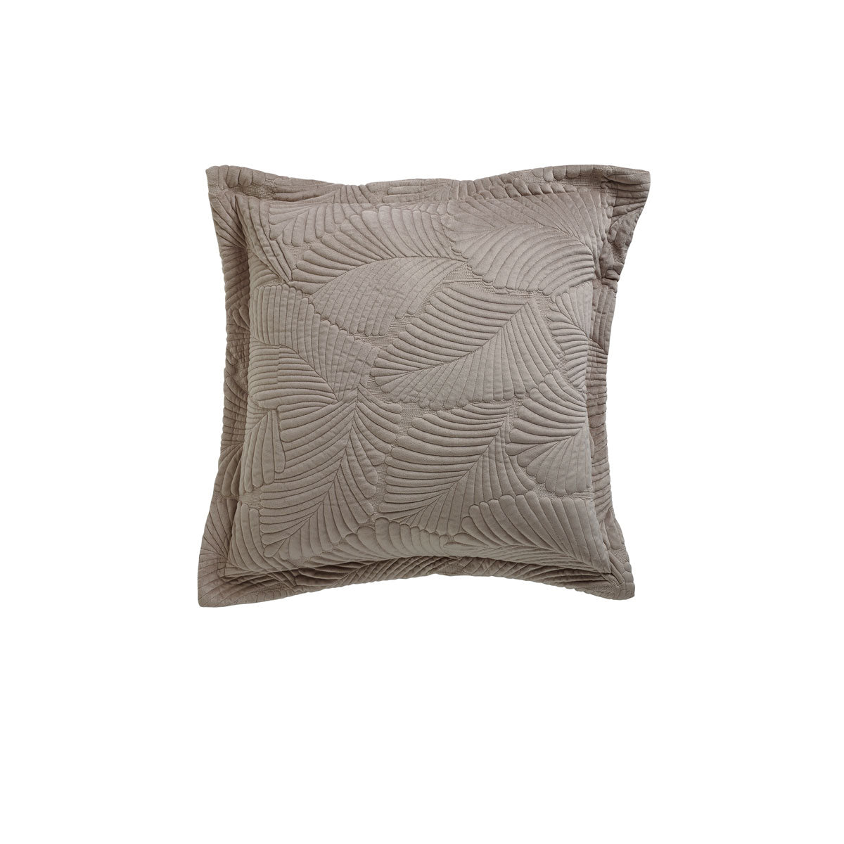 Kairo Taupe Velvet Leaf Design Square Cushion
