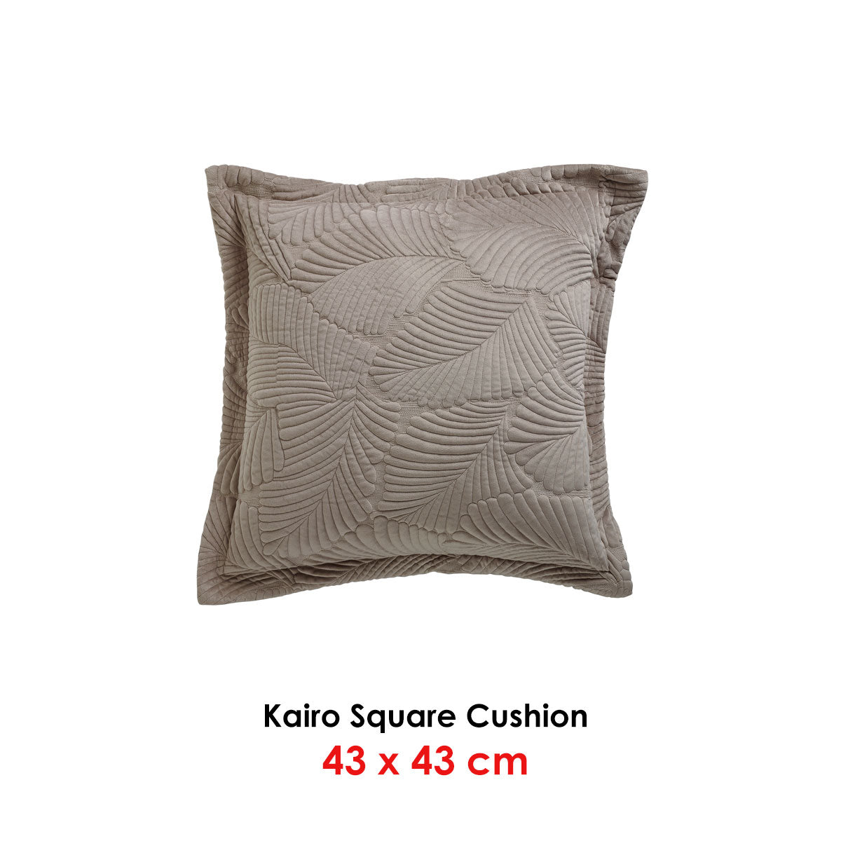 Kairo Taupe Velvet Leaf Design Square Cushion