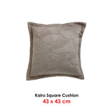 Kairo Taupe Velvet Leaf Design Square Cushion - Front View