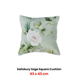 Bianca Salisbury Sage Velvet Square Filled Cushion 43 x 43cm - Front View